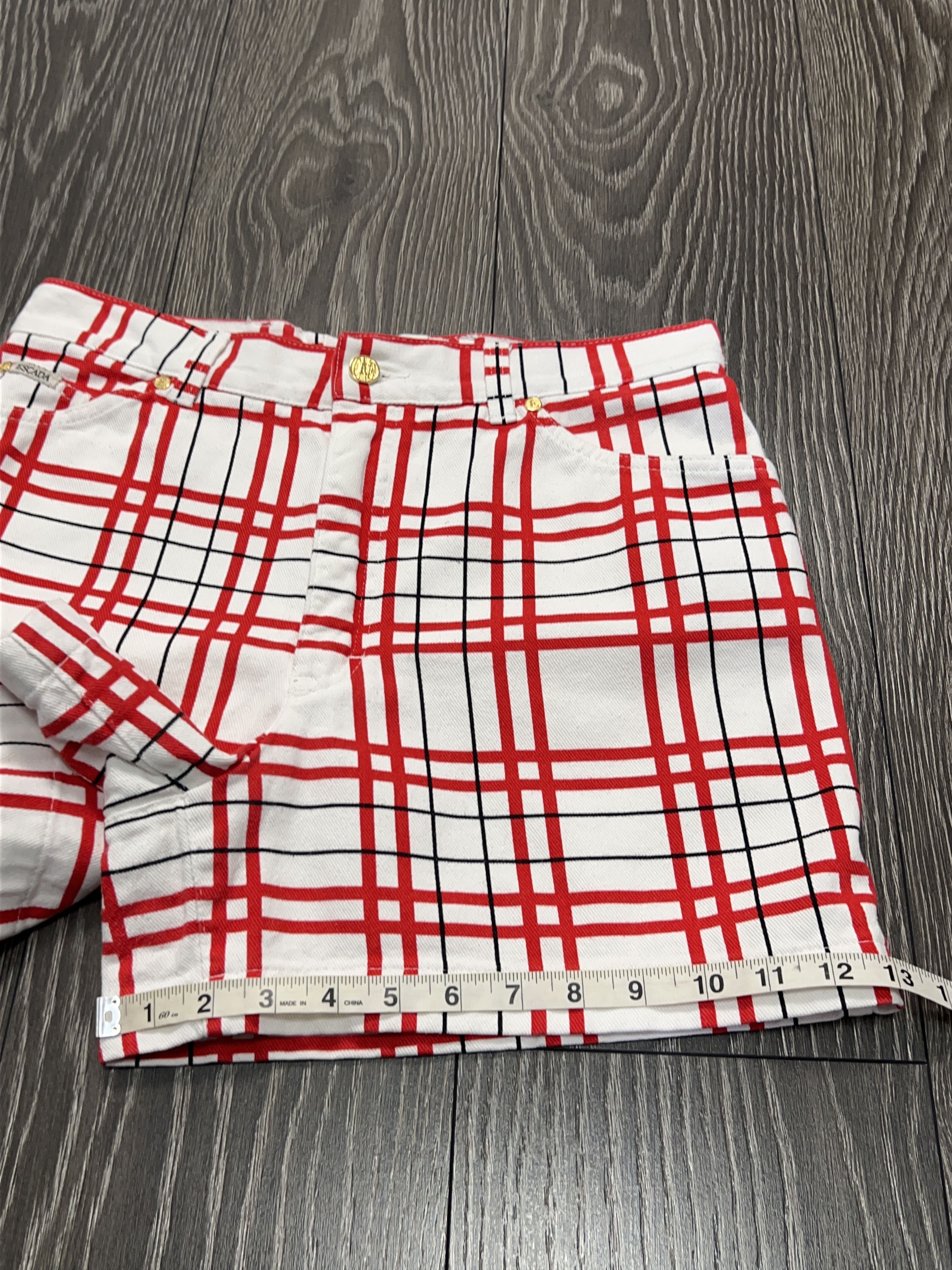 Escada Vintage Margaretha Ley Luxury Check Cotton Denim Shorts Size 27" / US 4 / IT 40 - 9 Thumbnail