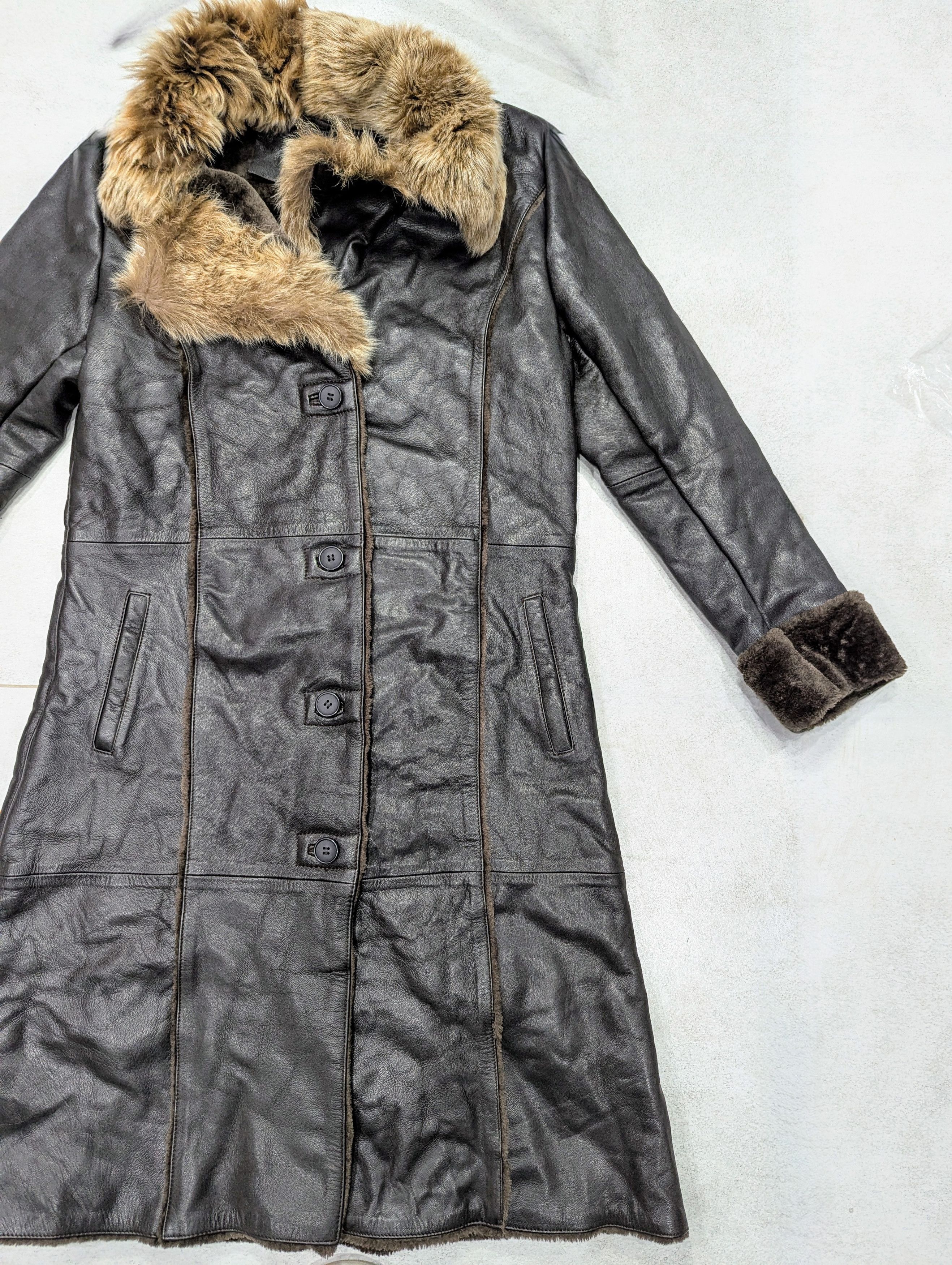 Genuine Leather 💥 KESTILA Leather Coat Fox Fur Collar Winter Designer Style Size M / US 6-8 / IT 42-44 - 3 Thumbnail