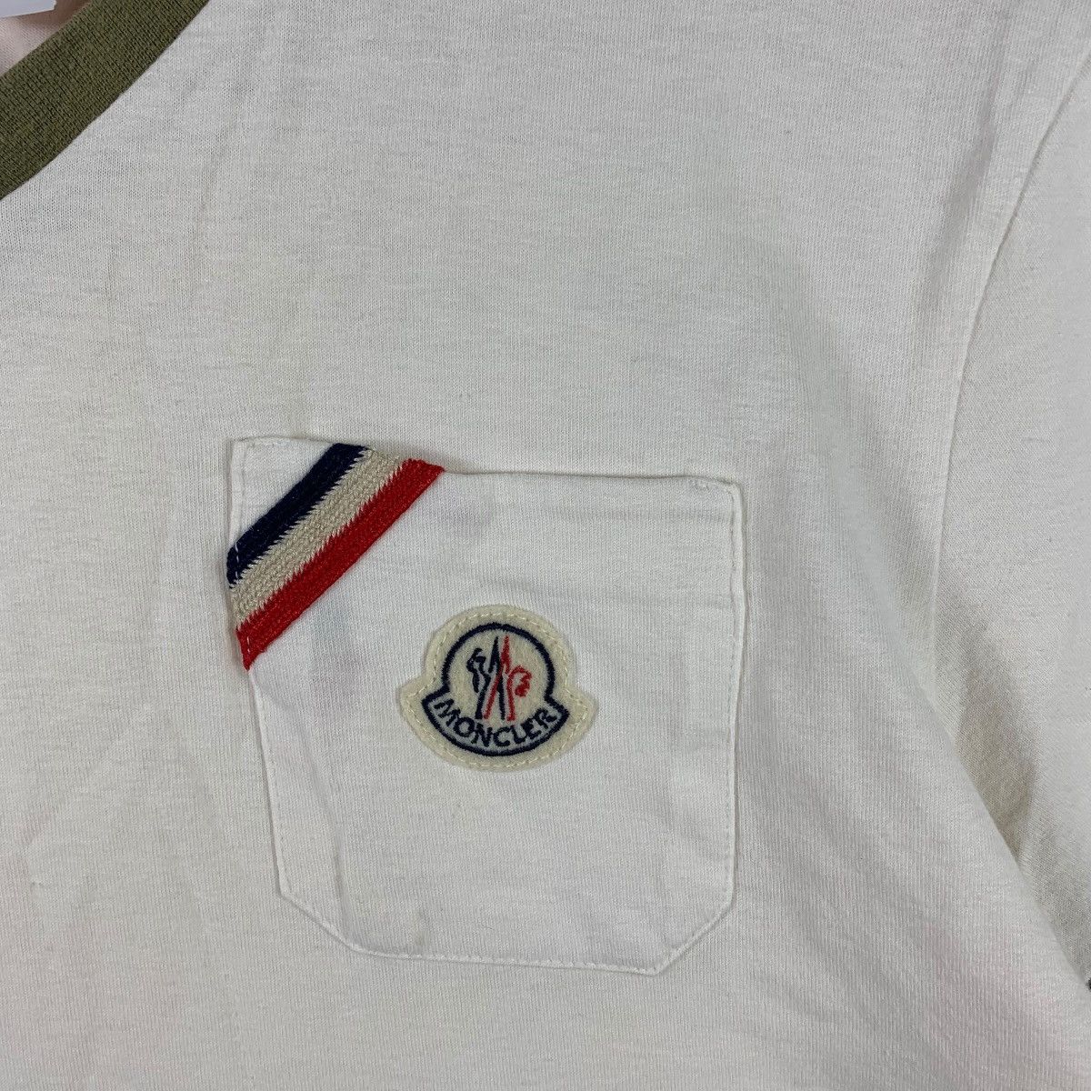 Moncler MONCLER v neck white ringer tee Size US M / EU 48-50 / 2 - 8 Thumbnail