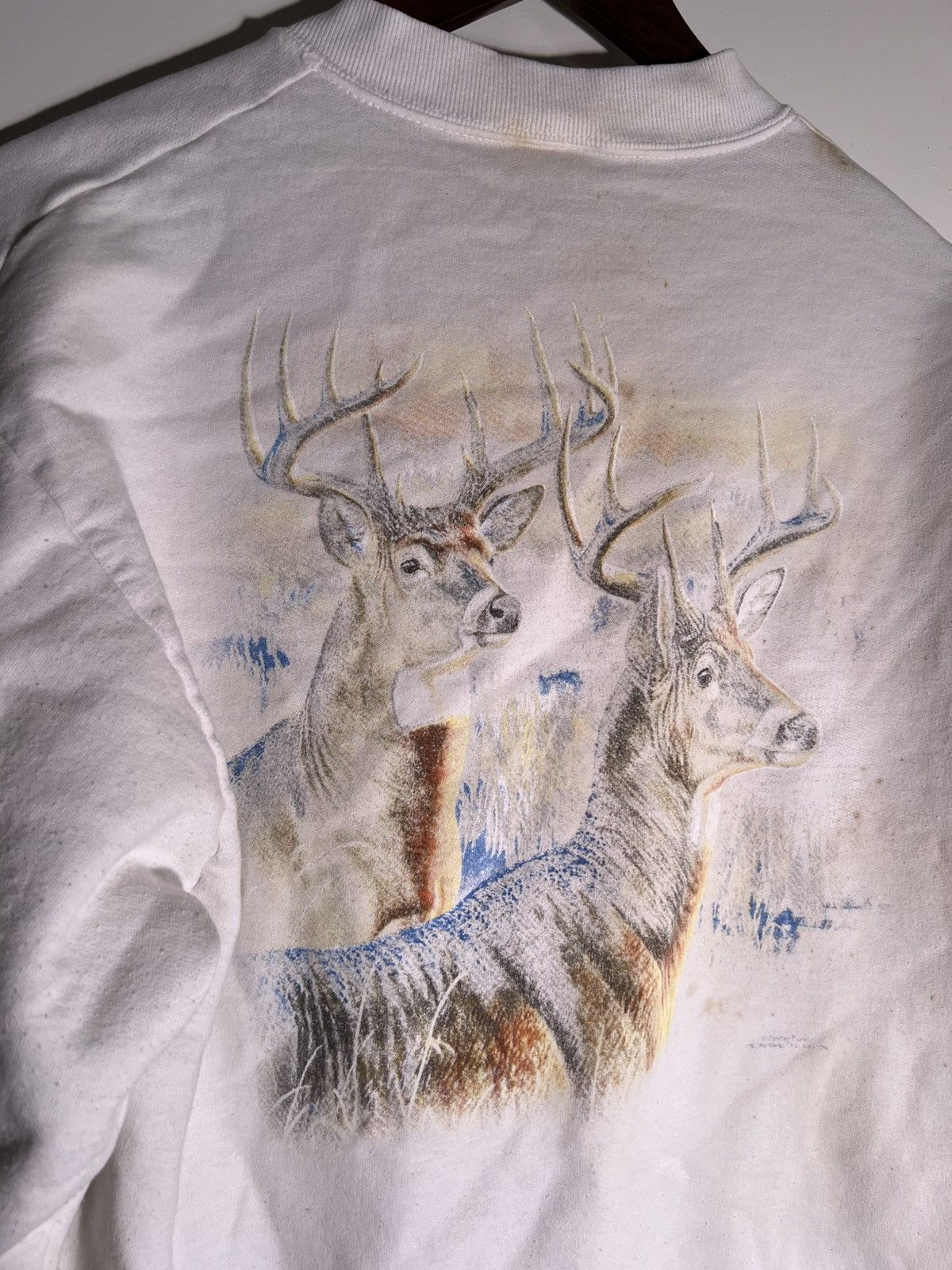 Vintage 90's VTG Vintage Deer Painting Art Retro Nature Sweatshirt Size US M / EU 48-50 / 2 - 9 Thumbnail