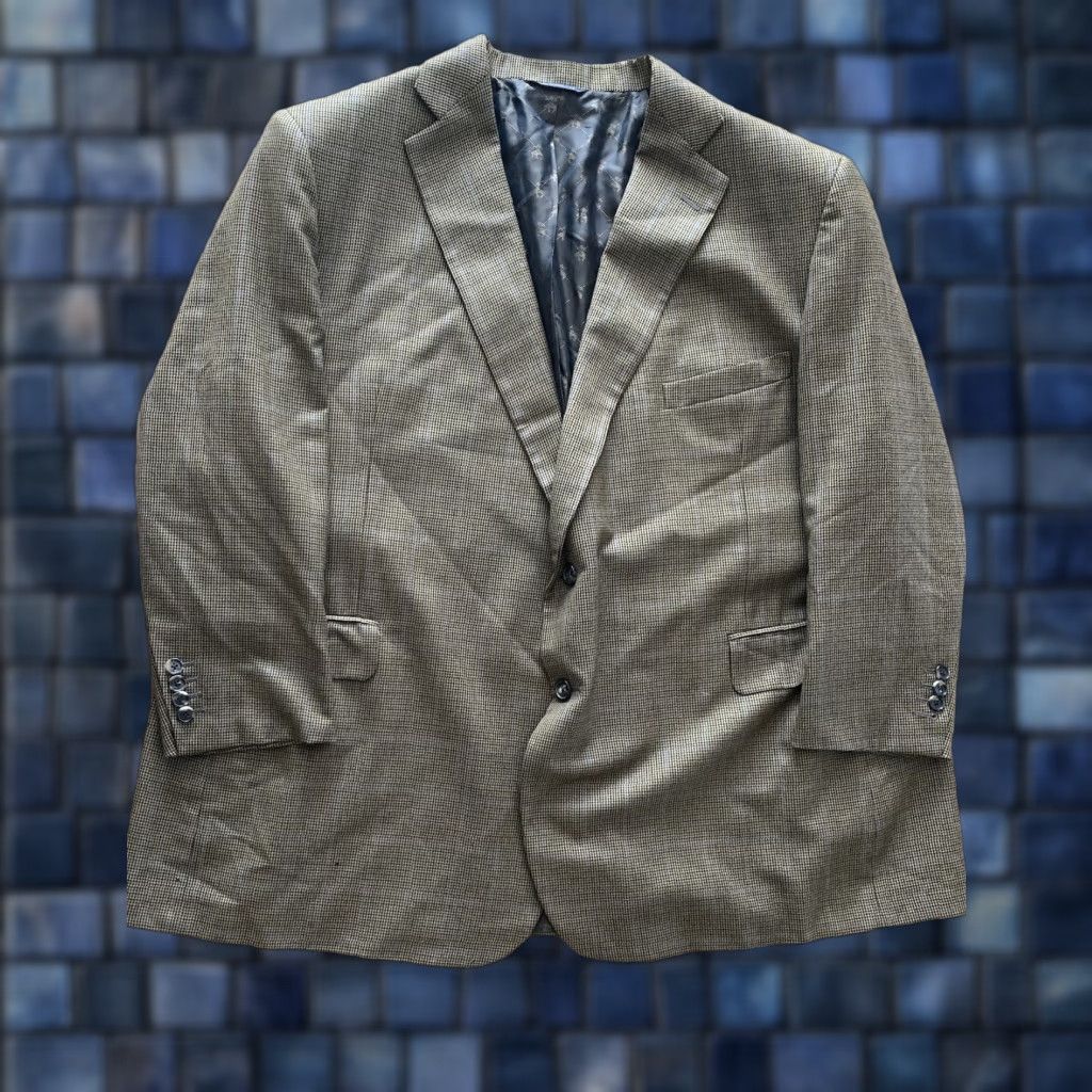Brooks Brothers Brooks Brothers Blazer JACKET Single-Breasted Two-Button Houndstooth Plaid Wool Notch Lapel Regular Fit Men 54 Excellent Condition U.S. Made Size 54R - 1 Thumbnail