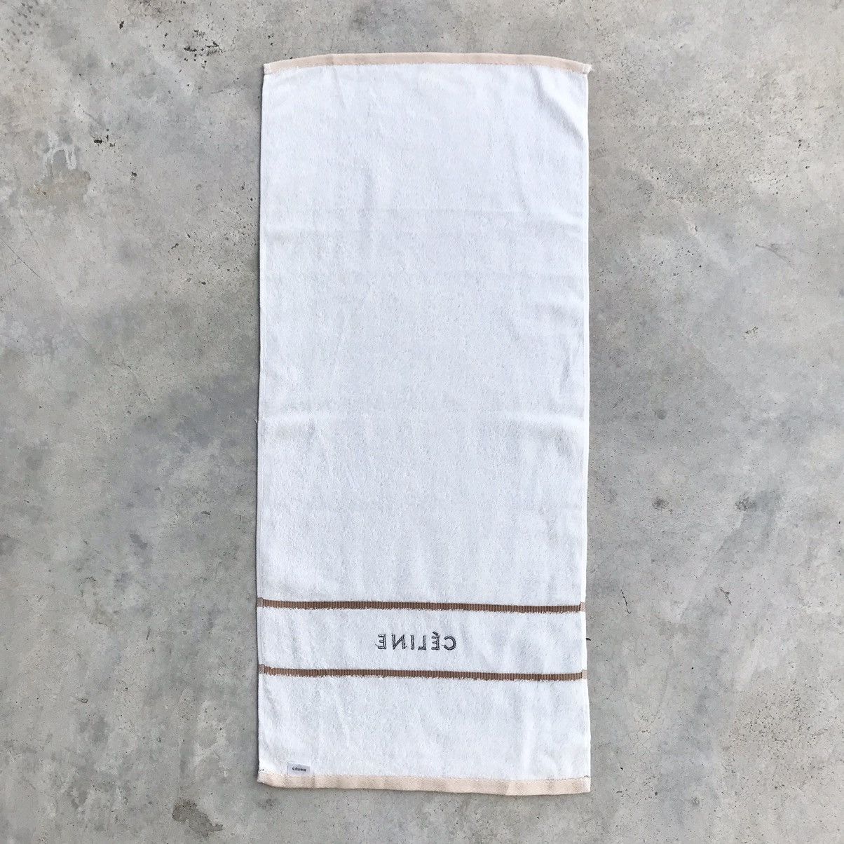 Celine Céline Hand Towel White / Brown Size ONE SIZE - 4 Thumbnail