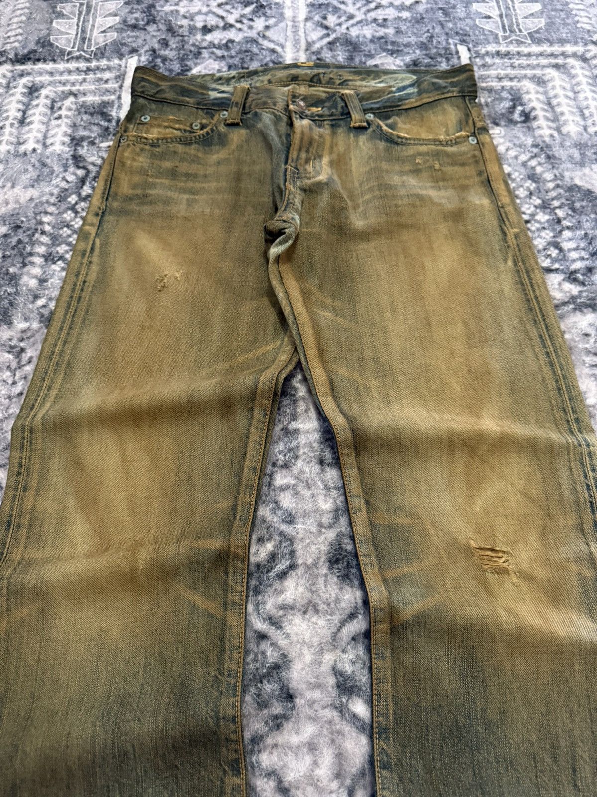 If Six Was Nine EDWIN 503 Earthy Mud Wash Patina Fade Distressed Jeans Size US 30 / EU 46 - 3 Thumbnail