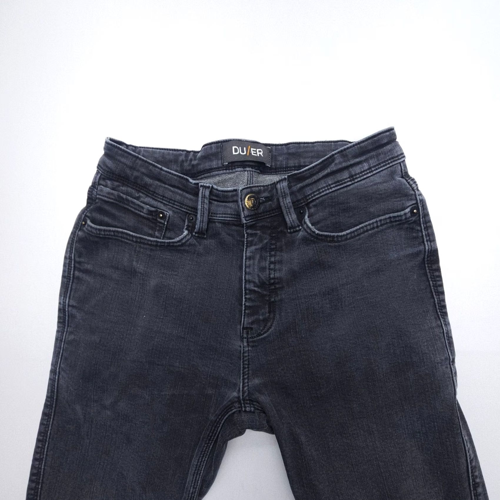 Vintage DU/ER Slim Fit Jeans Mens 30 x 32 Black Denim Stretch Fleece Lined 5-Pocket City Modern Slim Leather Logo Size US 30 / EU 46 - 5 Thumbnail