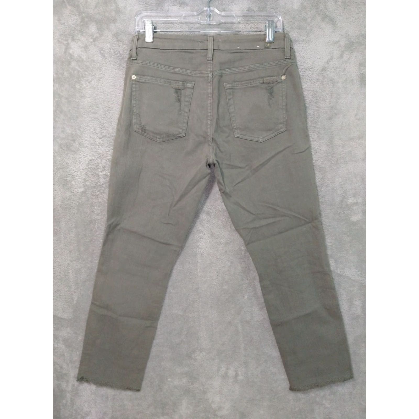 7 For All Mankind 7 For All Mankind Jeans Womens 29 Green Straight Leg Ankle Stretch Distressed Vintage No Size 29" - 2 Thumbnail