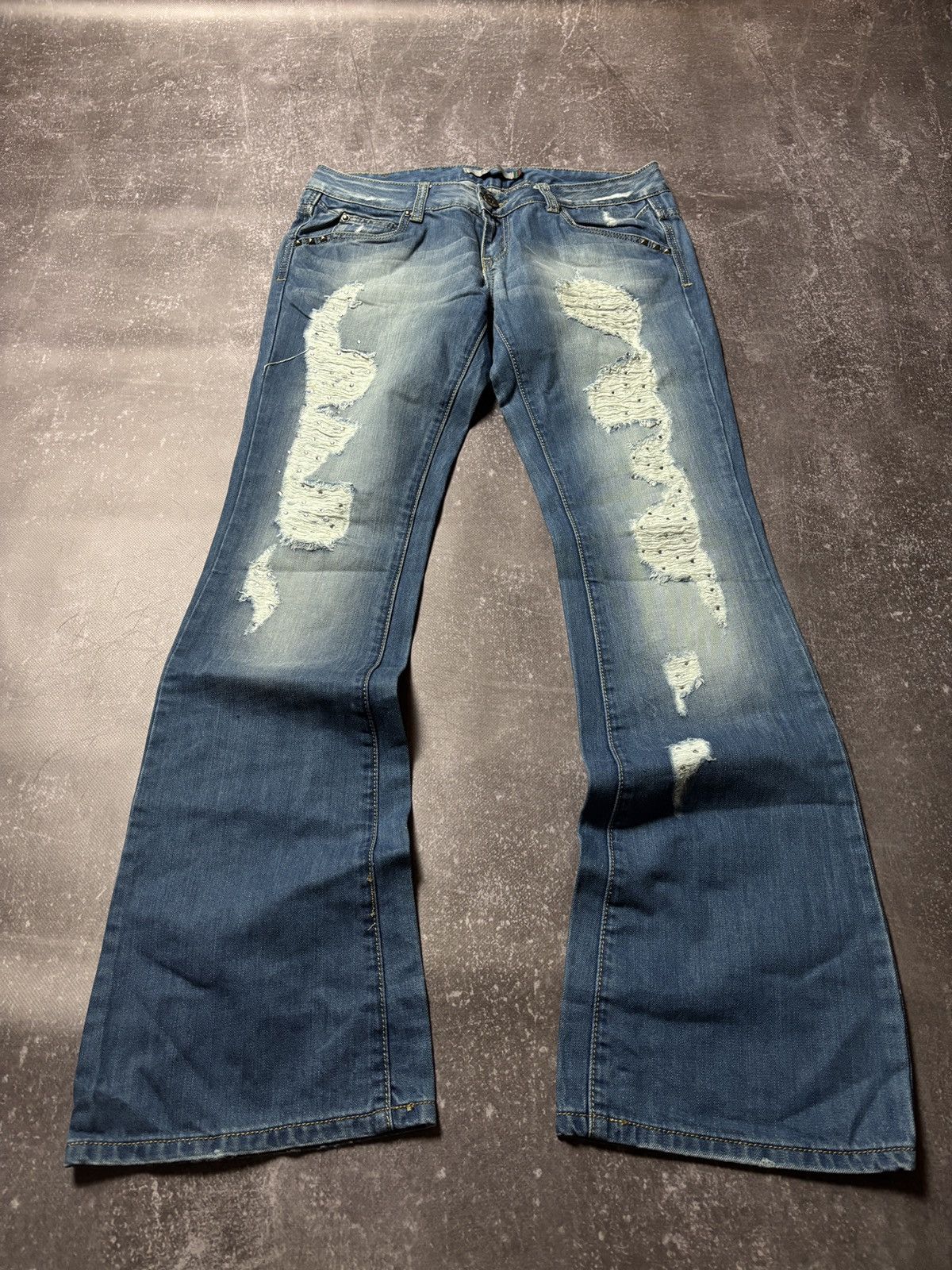If Six Was Nine CRAZY FLARED VINTAGE FADE JEANS y2k if six was nine style Size US 32 / EU 48 - 3 Thumbnail