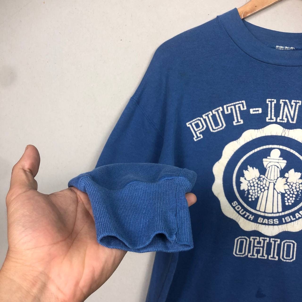 Vintage Thrashed 80s Ohio USA Sun Faded Blue Sweatshirt ERD GRUNGE Size US M / EU 48-50 / 2 - 5 Thumbnail