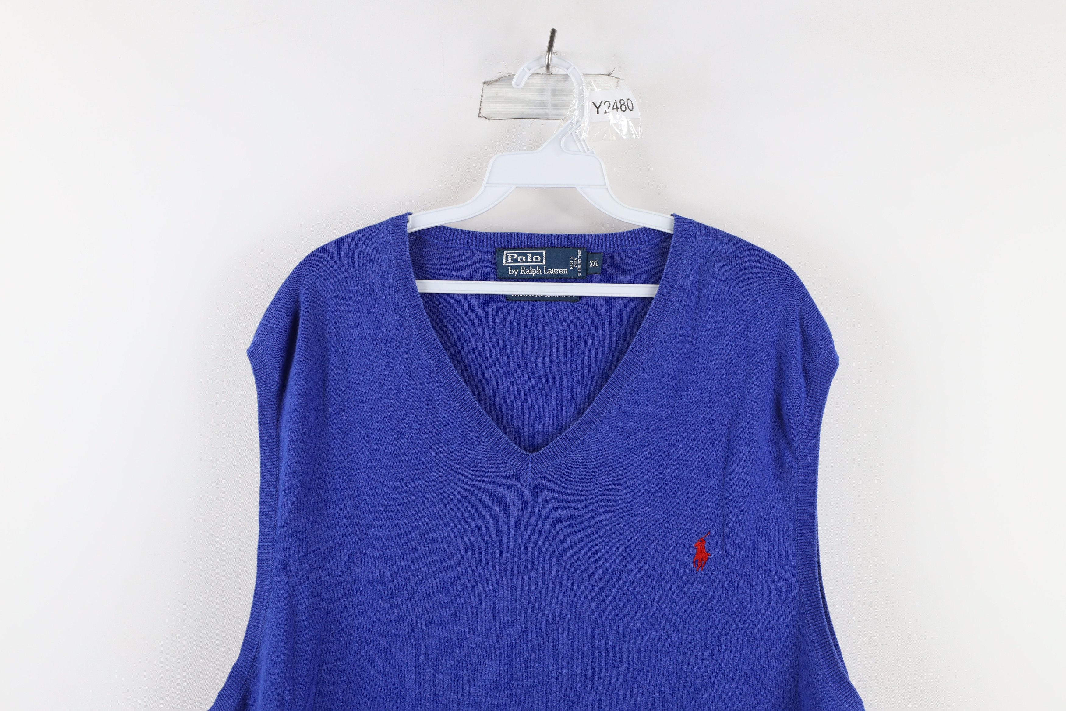 Polo Ralph Lauren Vintage 90s Ralph Lauren Pima Cotton Knit Sweater Vest Blue Size US XXL / EU 58 / 5 - 2 Thumbnail