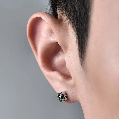 Diamond Earrings x Jewelry Retro Earrings One Pairs Chrome Jewelry in Silver, Men's