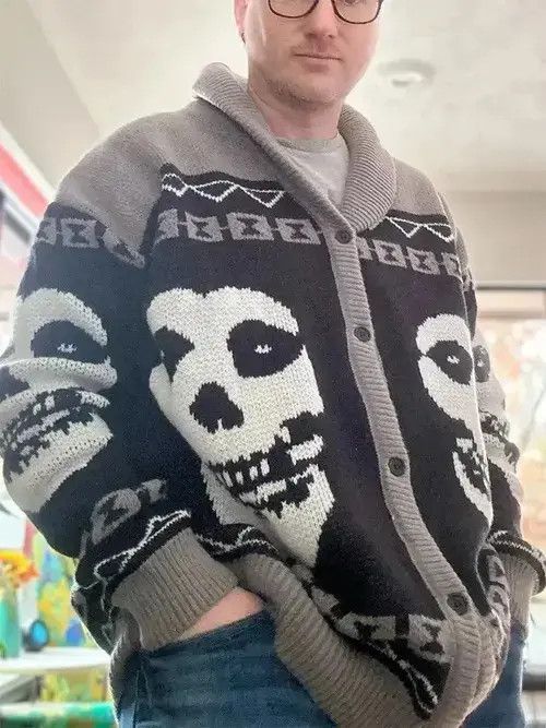 VIBE Gothic Ghost Pattern Sweater Knit Top Loose Long Size US M / EU 48-50 / 2 - 4 Thumbnail