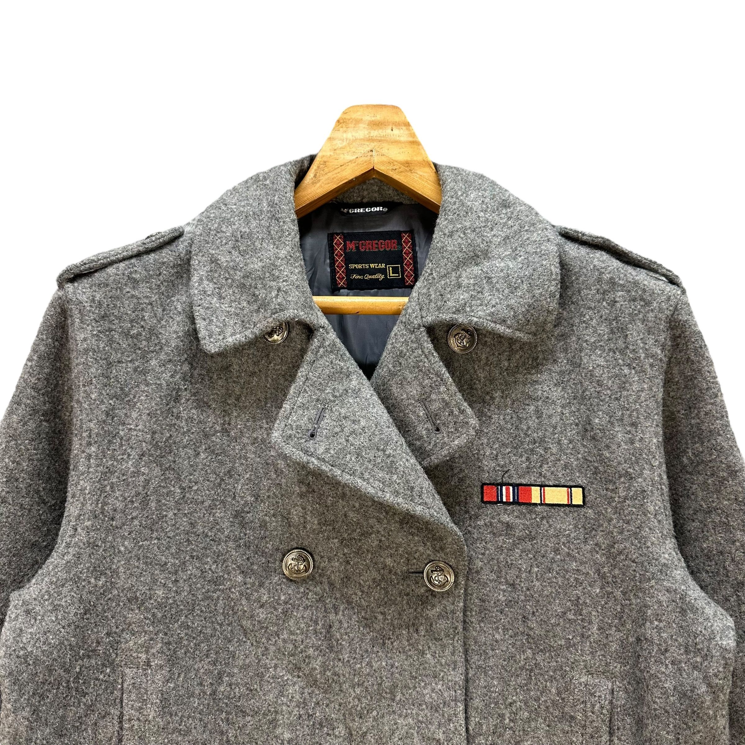 McGregor MCGREGOR Double Breasted Gray Wool Crop Coat #A37-0840 Size L / US 10 / IT 46 - 2 Thumbnail