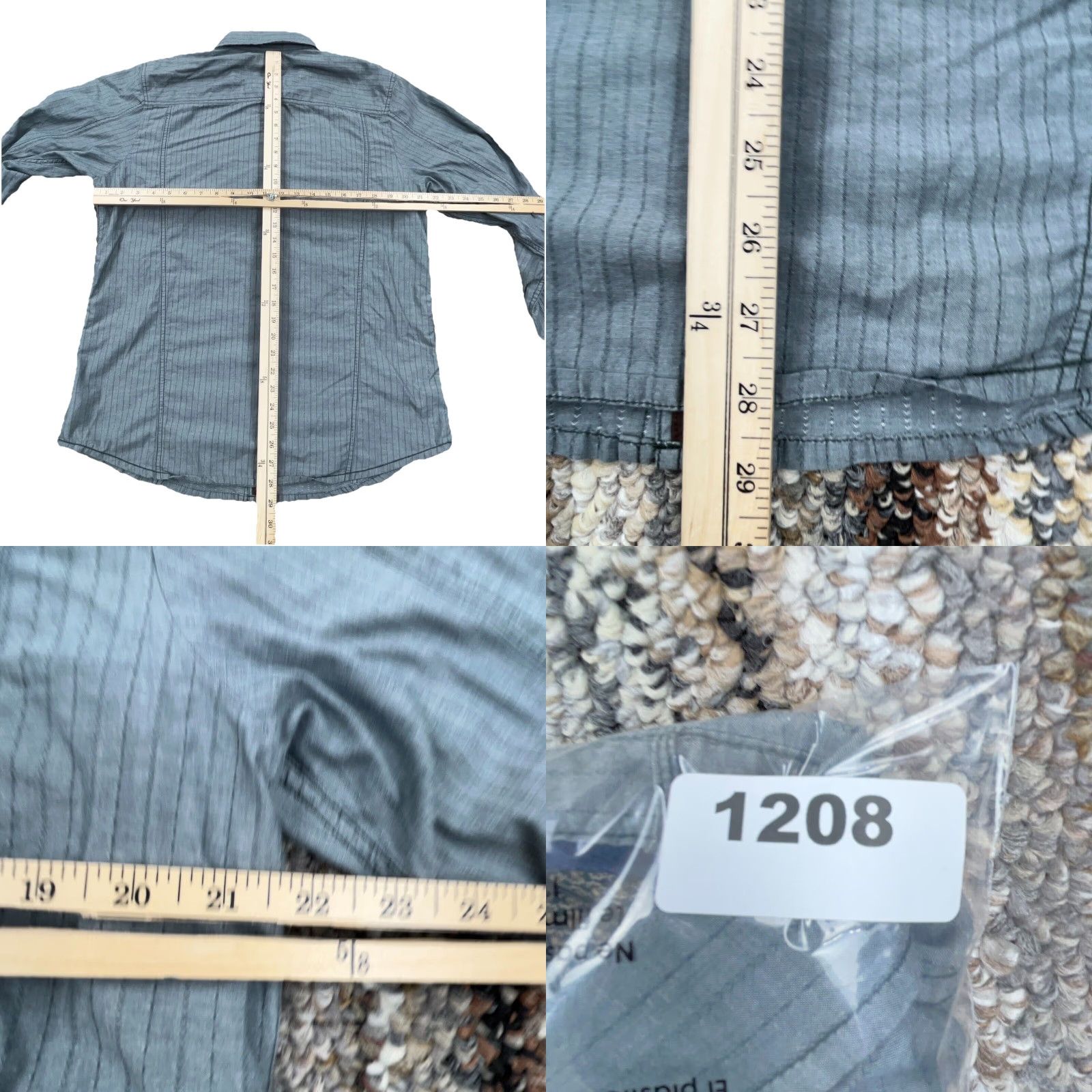 Prana prAna Slim Fit Button-Up Shirt Men Large Gray Long Sleeve Casual Dress Size 42R - 8 Thumbnail