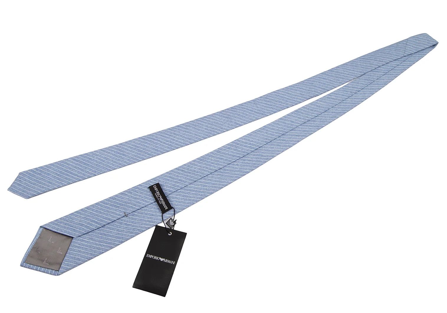 Emporio Armani Silk Herringbone Regimental Tie in Light Blue Size ONE SIZE - 5 Thumbnail