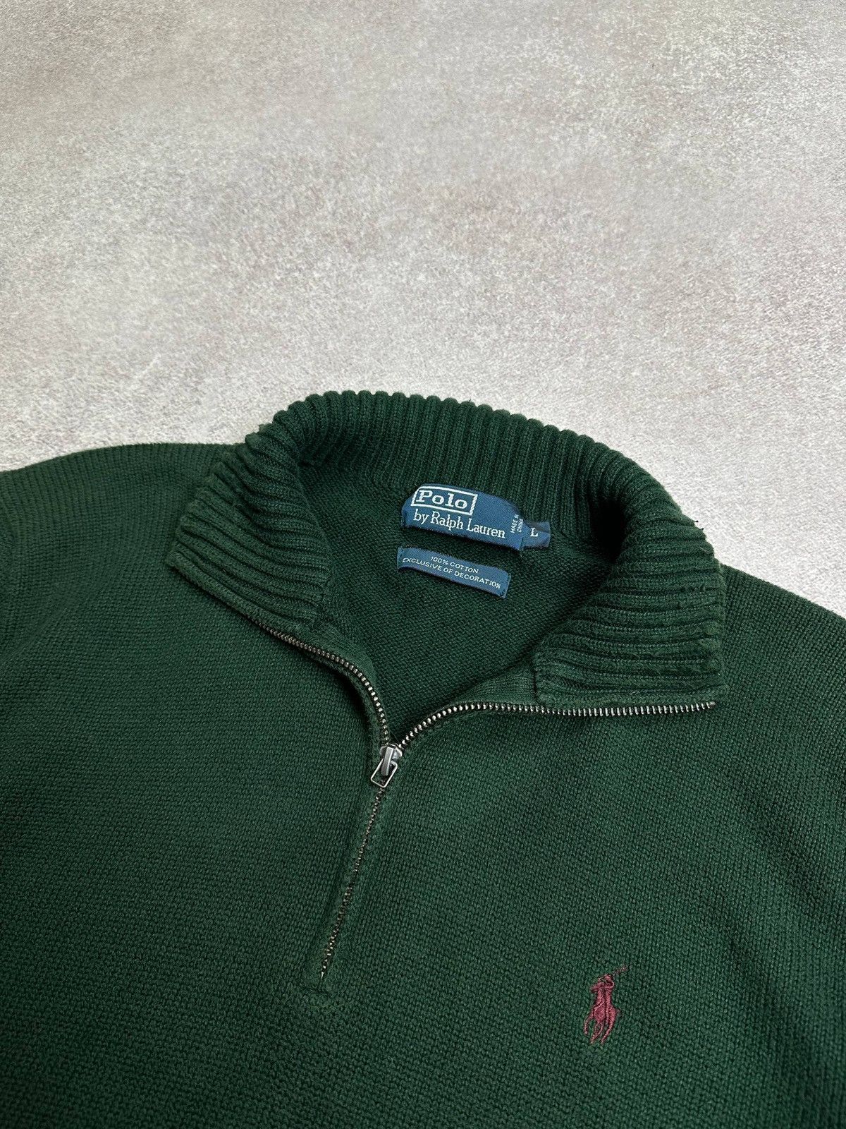 Vintage Polo Ralph Lauren Irish Green Quarter Zip Sweater L