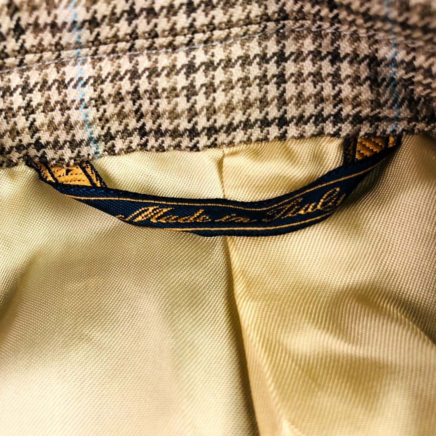 Vintage Trussini Blazer Jacket Men 50 Regular Wool Brown Windowpane Italy 2-Button Notch Lapel Size 50R - 2 Thumbnail