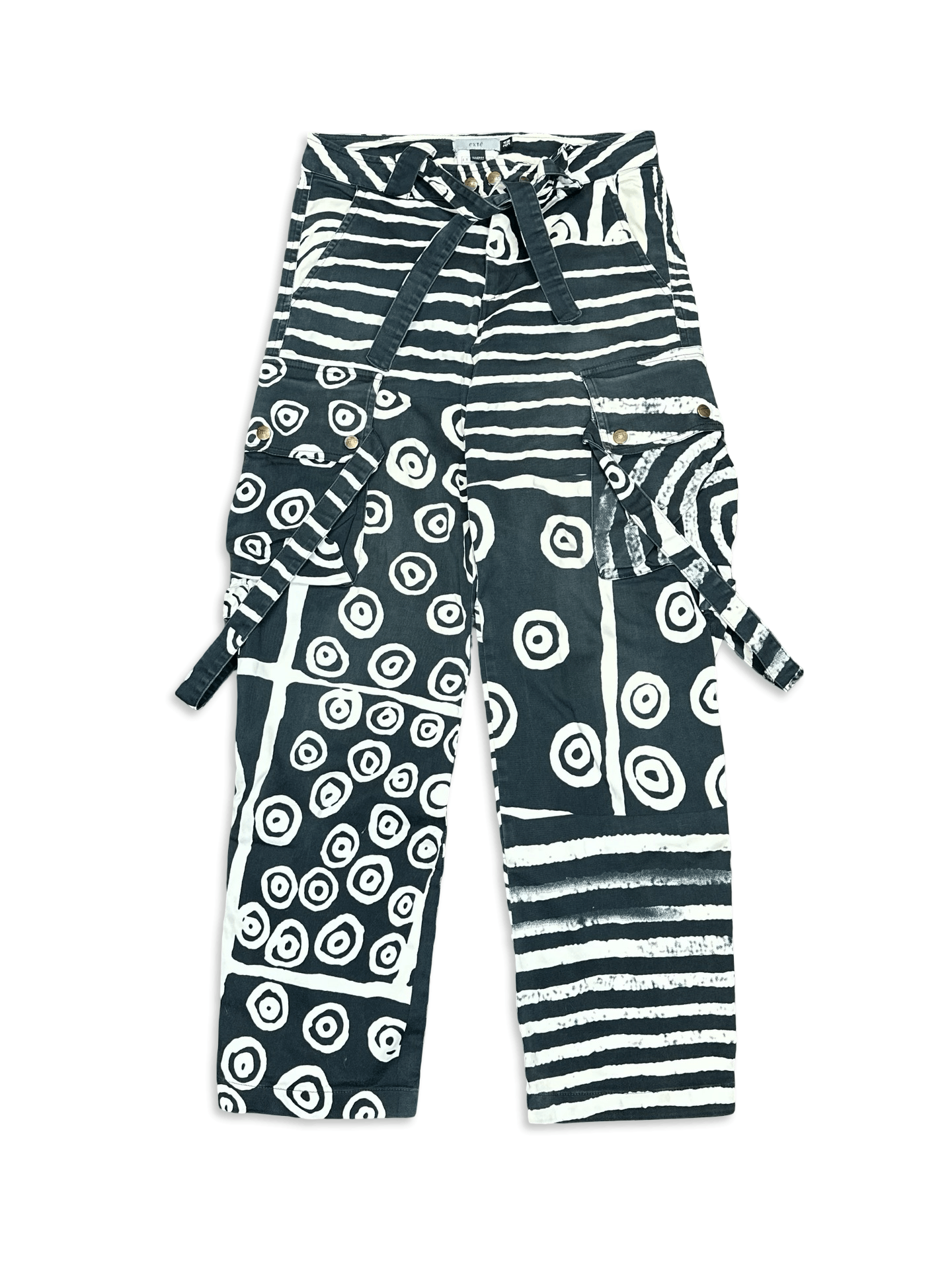Japanese Brand Exte printed multipocket cargo bandage designer pants Size US 28 / EU 44 - 1 Thumbnail