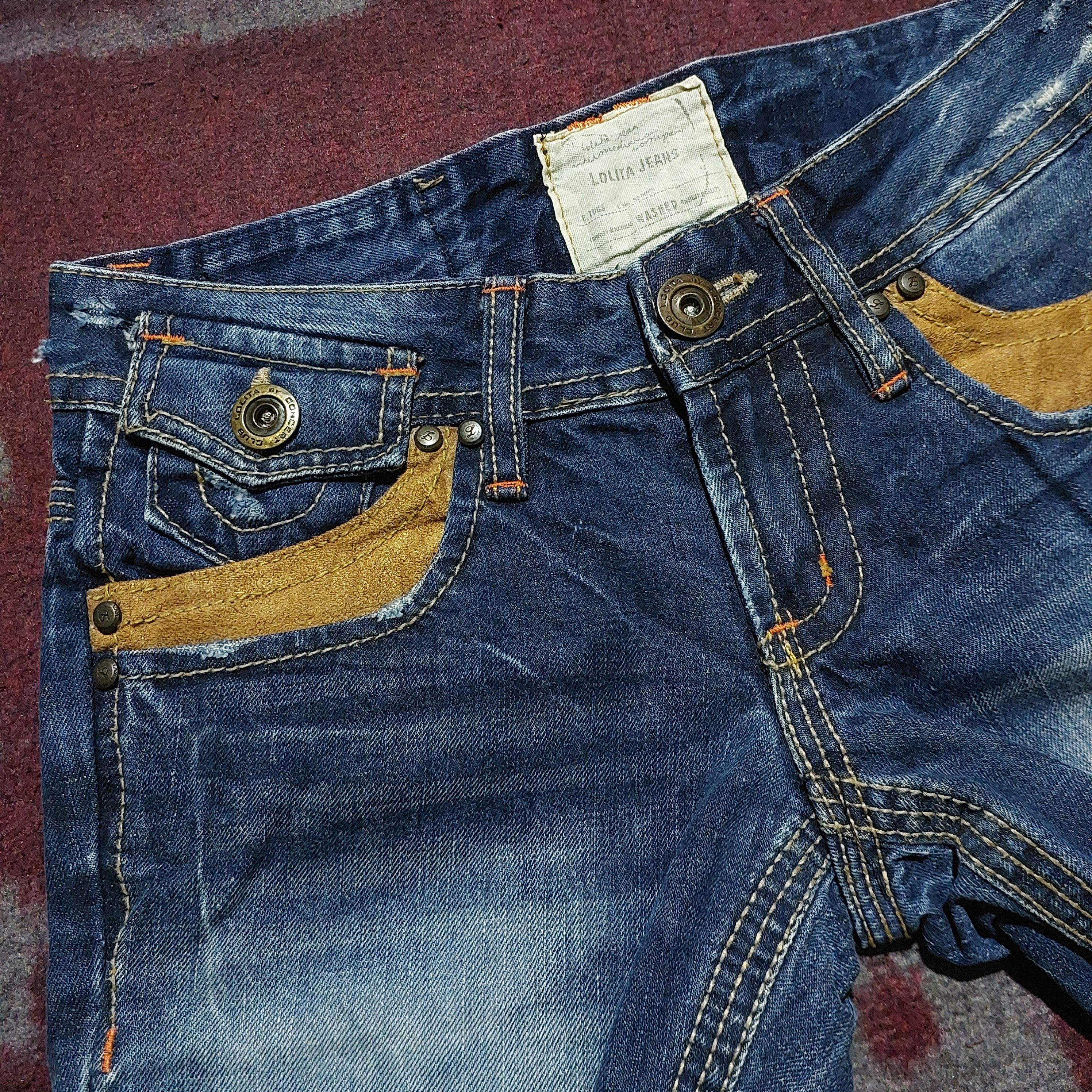Tornado Mart Lolita japan Clawmark Leather Pocket Back Flare Jeans blue Size US 30 / EU 46 - 7 Thumbnail