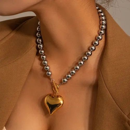 Handmade Miyahara x Reia Round Bead Chain Chunky Heart Pendant Size ONE SIZE - 4 Thumbnail
