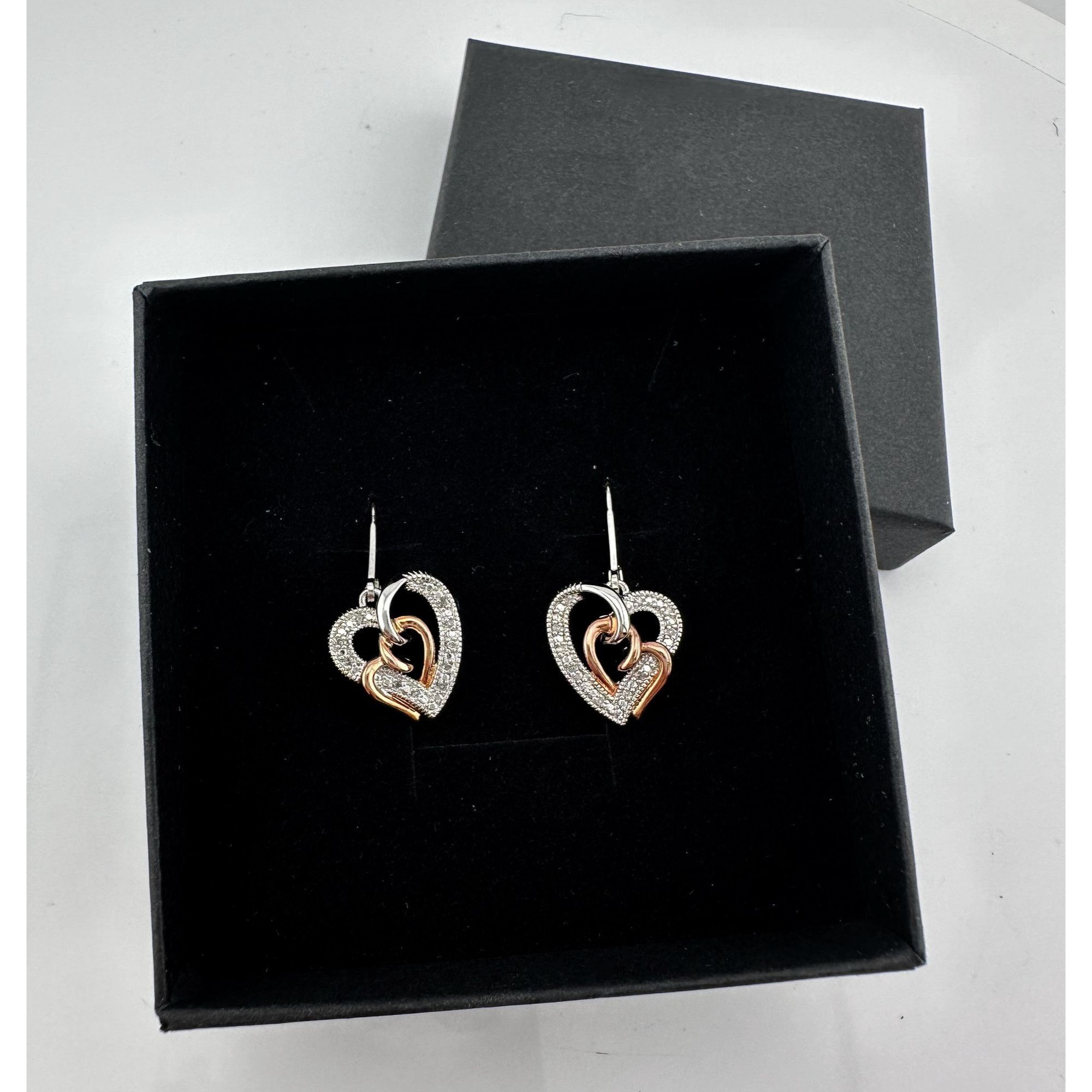 Other Two Tone Interlocking Hearts Diamond Accent Earrings Size ONE SIZE - 8 Thumbnail