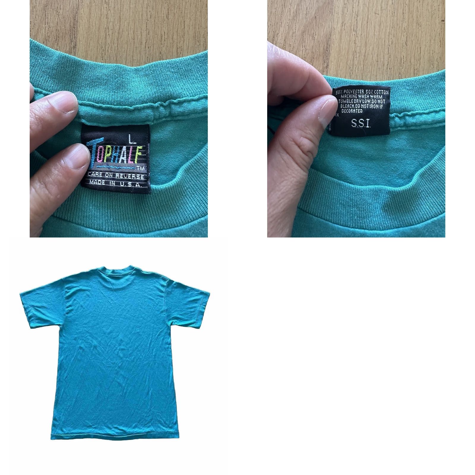 Vintage VINTAGE Top Half Tee Large Blue Summer 80s Single Stitch “I Wish I Were A Wave” Hot Size US L / EU 52-54 / 3 - 8 Thumbnail