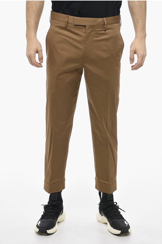 image of Neil Barrett Slim Fit Barrett Metal Pants With Adjustable Ankles in Brown, Men's (Size 31)