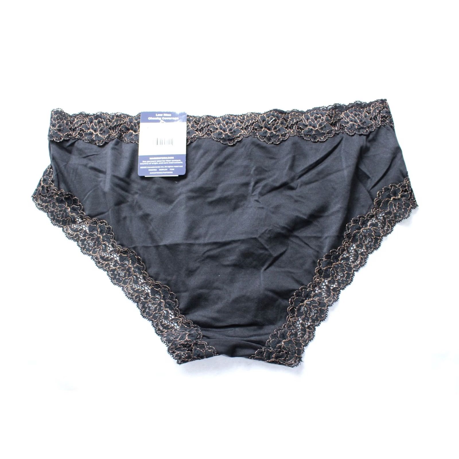 Vintage Maidenform Women's Lace Hipster Black/Rose Gold Size XL Panties Size ONE SIZE - 3 Thumbnail