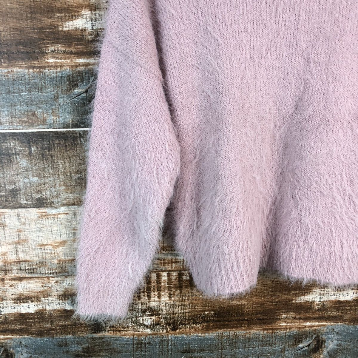 Homespun Knitwear DLL Ingni Pink Mohair shaggy fur Knitwear #C234 Size S / US 4 / IT 40 - 15 Thumbnail