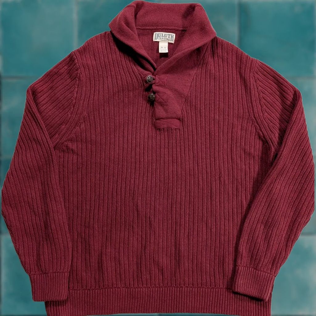 Vintage Duluth Sweater Mens 2XLT Red High Neck Wool Blend Shawl Collar Pullover Knit Heavyweight Casual Fall Winter Mens Size US XXL / EU 58 / 5 - 1 Thumbnail