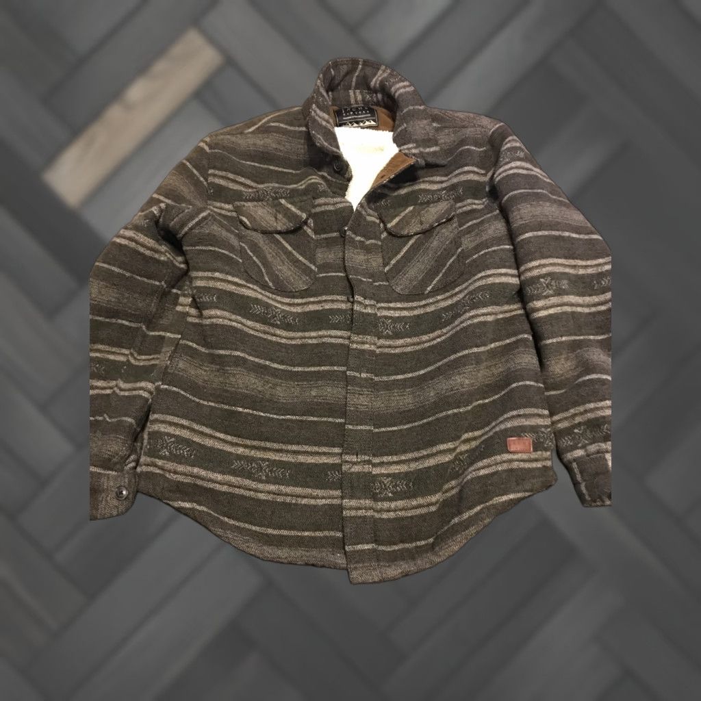 Vintage Jachs New York Shirt Jacket Mens Large Wool Blend Sherpa Lined Green Stripe” Size US L / EU 52-54 / 3 - 1 Thumbnail