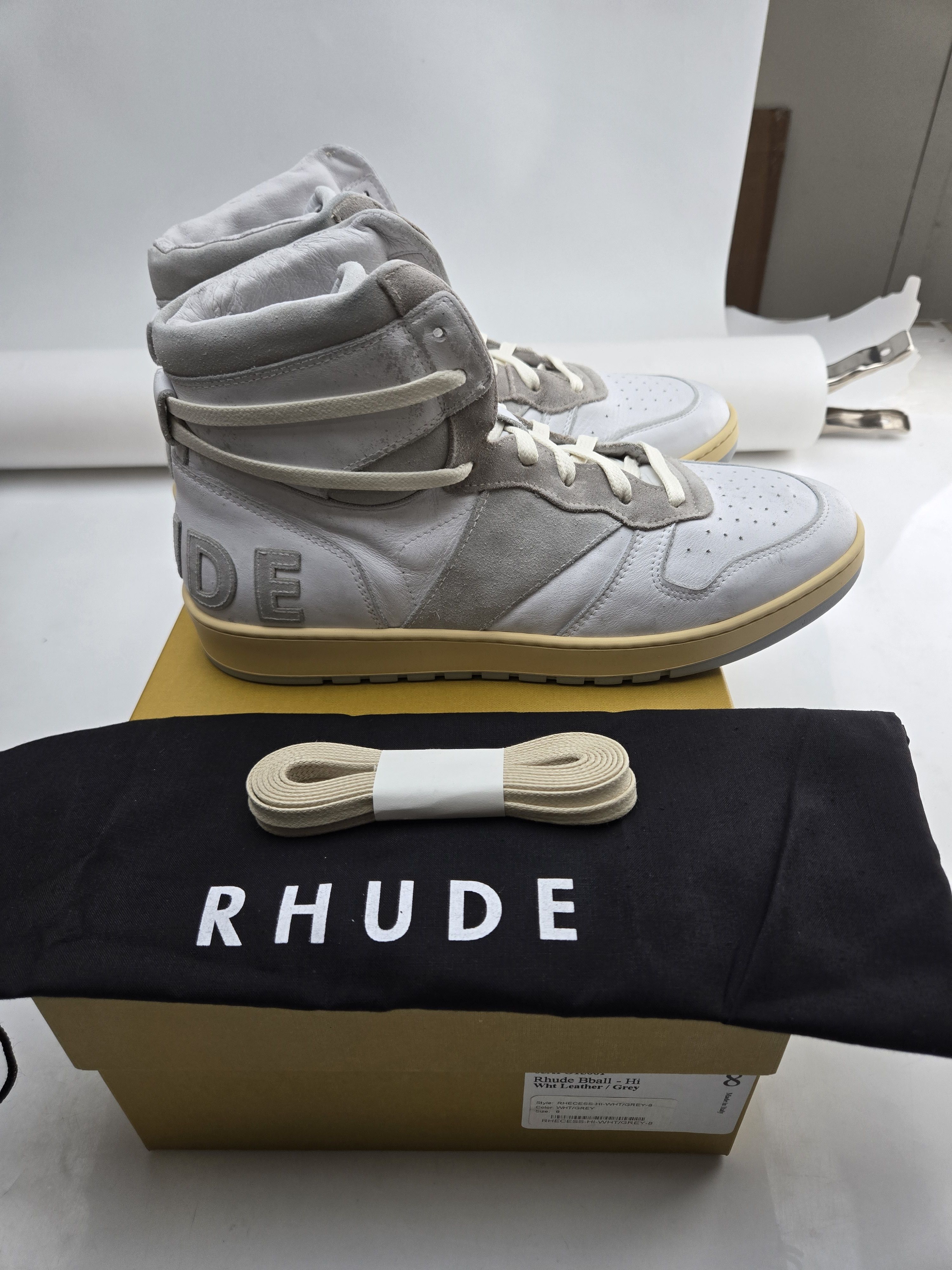 Rhude Rhude Rhecess Hi White Leather Grey Size US 8 / EU 41 - 2 Thumbnail