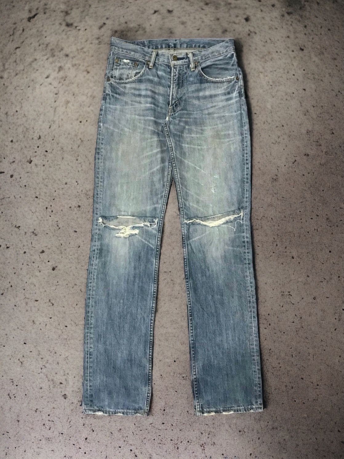 image of Levis Vintage Clothing 502 Regular Fit Distressed Denim, Men's (Size 31)