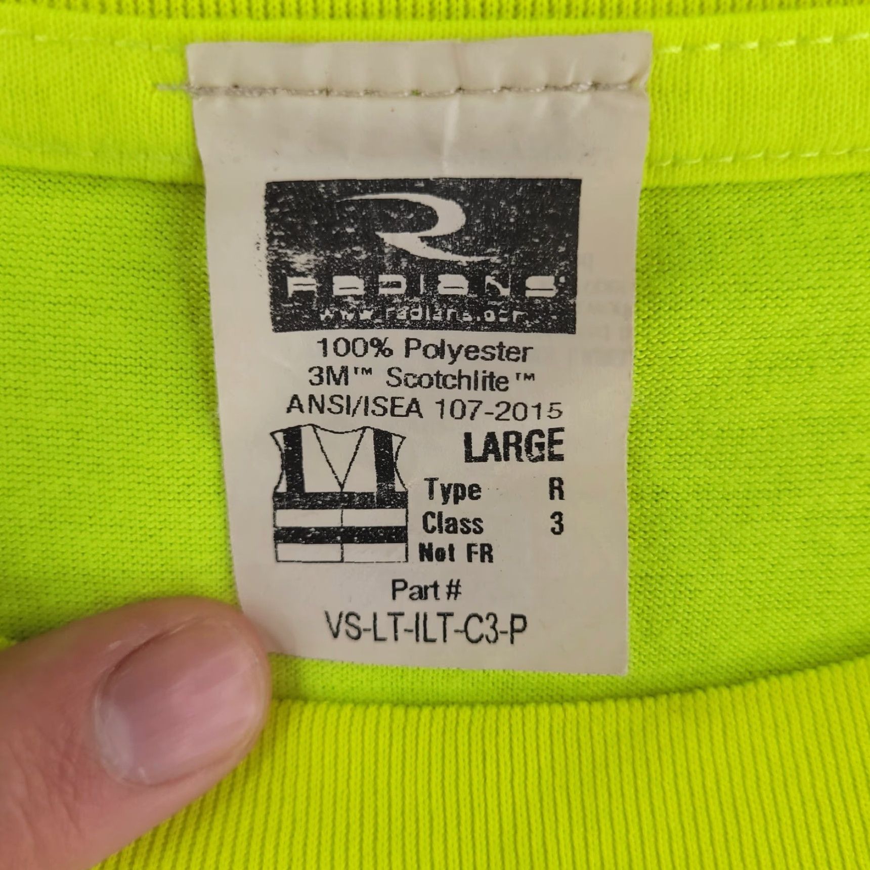 Vintage Radians Shirt Mens Large 3M Scotchlite Yellow Green Safety ANSI R 3 Size US L / EU 52-54 / 3 - 3 Thumbnail