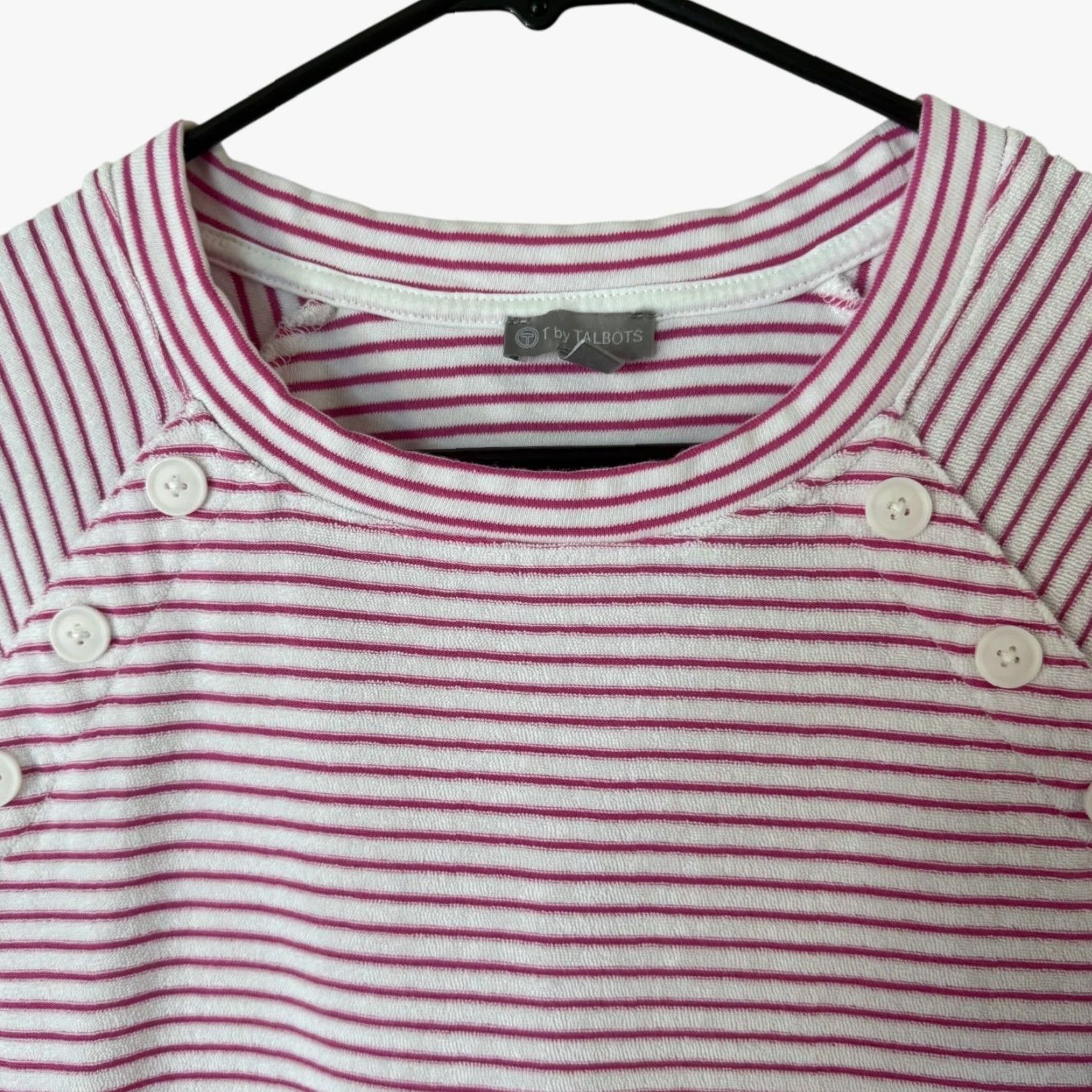 Talbots VINTAGE T By Talbots French Terry Striped T-Shirt Pink & White Women’s Size Medium Size M / US 6-8 / IT 42-44 - 5 Thumbnail