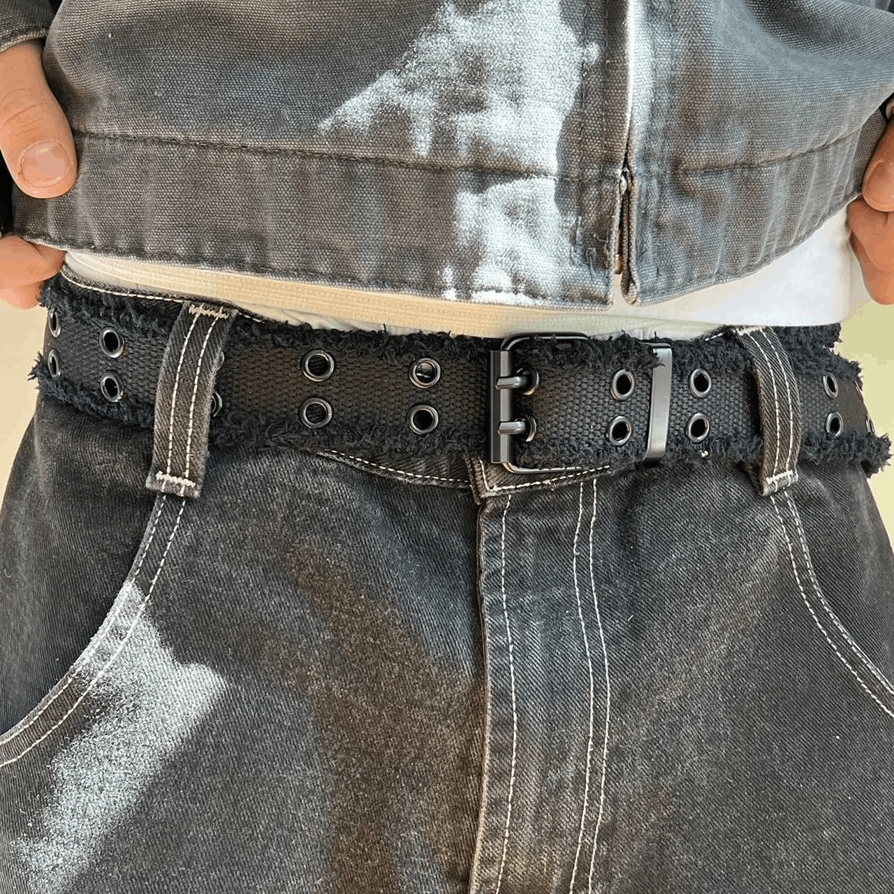 Other 2000s round studded fur frayed black grunge belt Size ONE SIZE - 2 Thumbnail