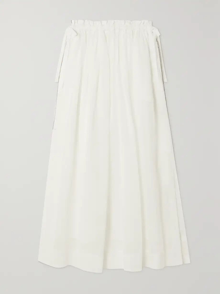 Brunello Cucinelli o1y0725 Midi Skirt in White Size 26" / US 2 / IT 38 - 1 Thumbnail