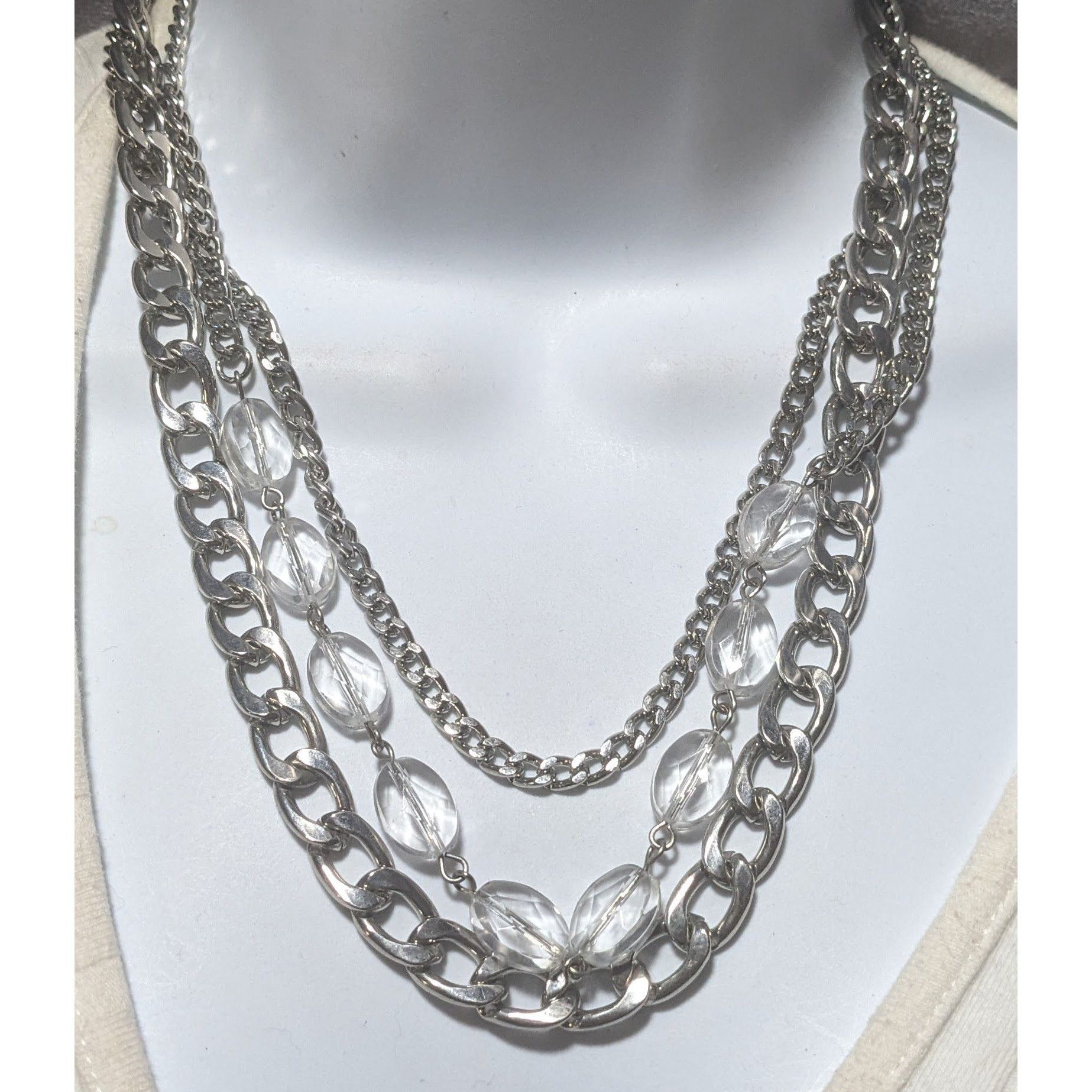 Other Elegant Chunky Silver Gemmed Chain Necklace Size ONE SIZE - 6 Thumbnail