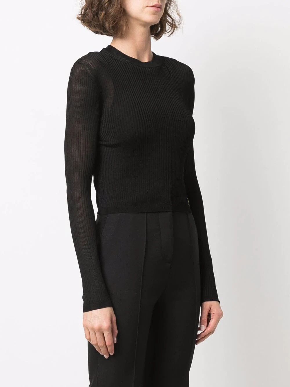 Saint Laurent Paris o1s1wg110425 699884 Cassandre Top In Ribbed Knit Sweater Size XL / US 12-14 / IT 48-50 - 4 Thumbnail