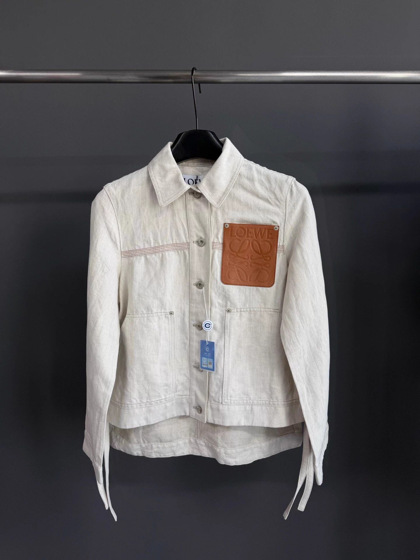 Loewe LOEWE SS24 Appliqué Lapel Casual Jacket Women's White Size XXS / US 00 / IT 34 - 1 Thumbnail