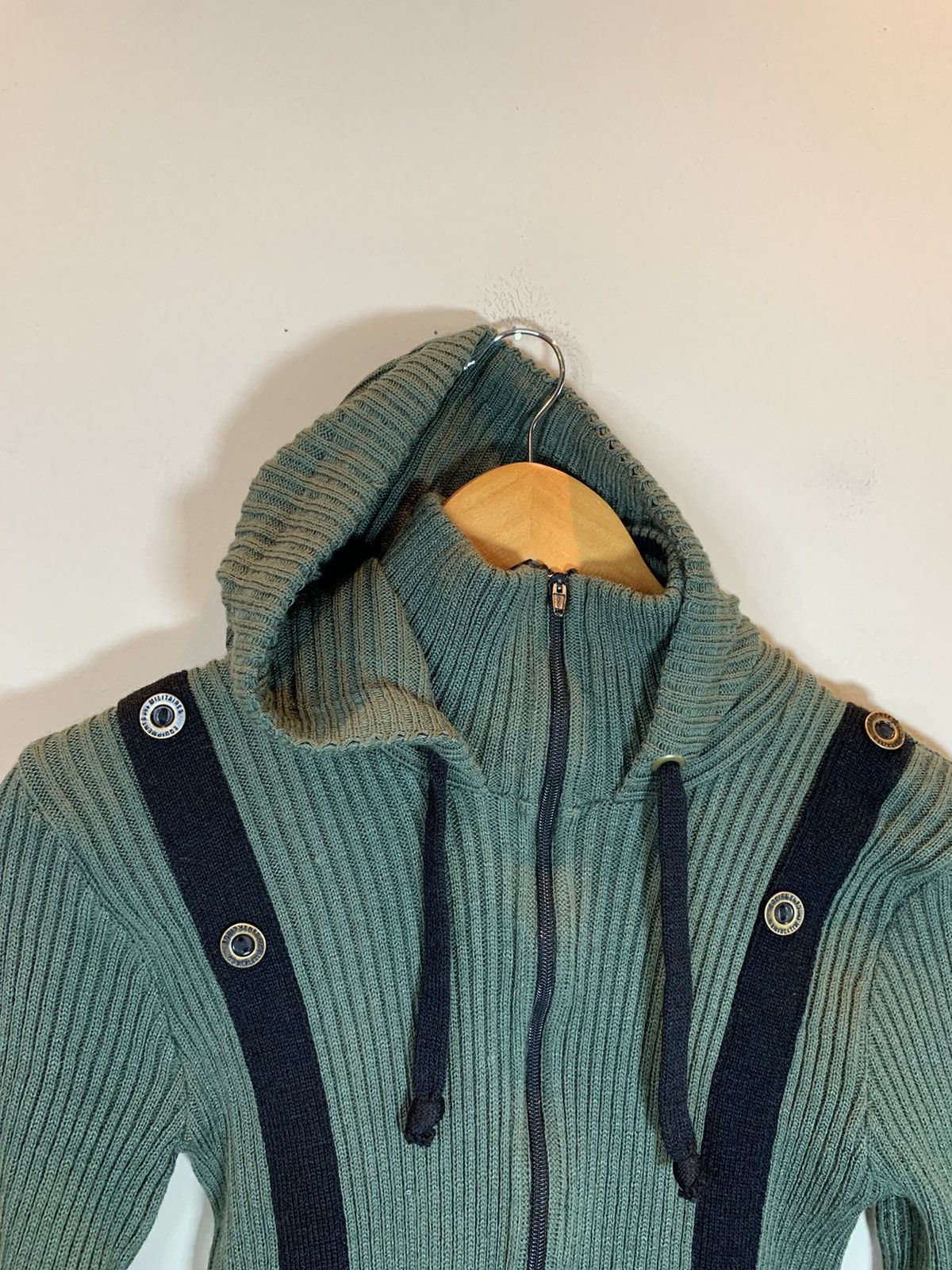 Vintage *RARE* Vintage 1960’s French Military Knit Hoodie Sweater Size US S / EU 44-46 / 1 - 3 Thumbnail