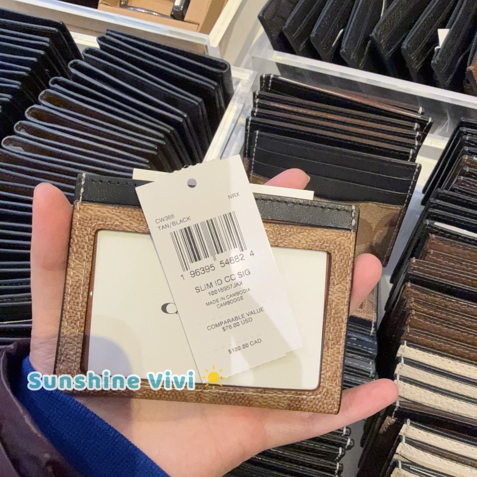 Coach NWT Coach Slim Id Card Case Signature Canvas CW366 Tan Black Size ONE SIZE - 3 Thumbnail