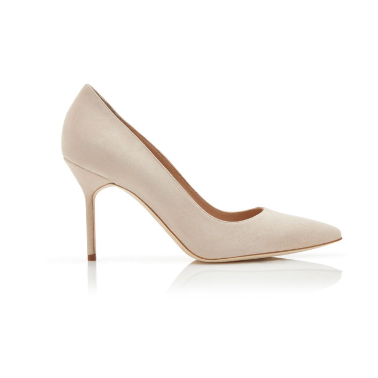 NEW Manolo Blahnik Light Beige Suede Pointed Toe Pumps Sz 40