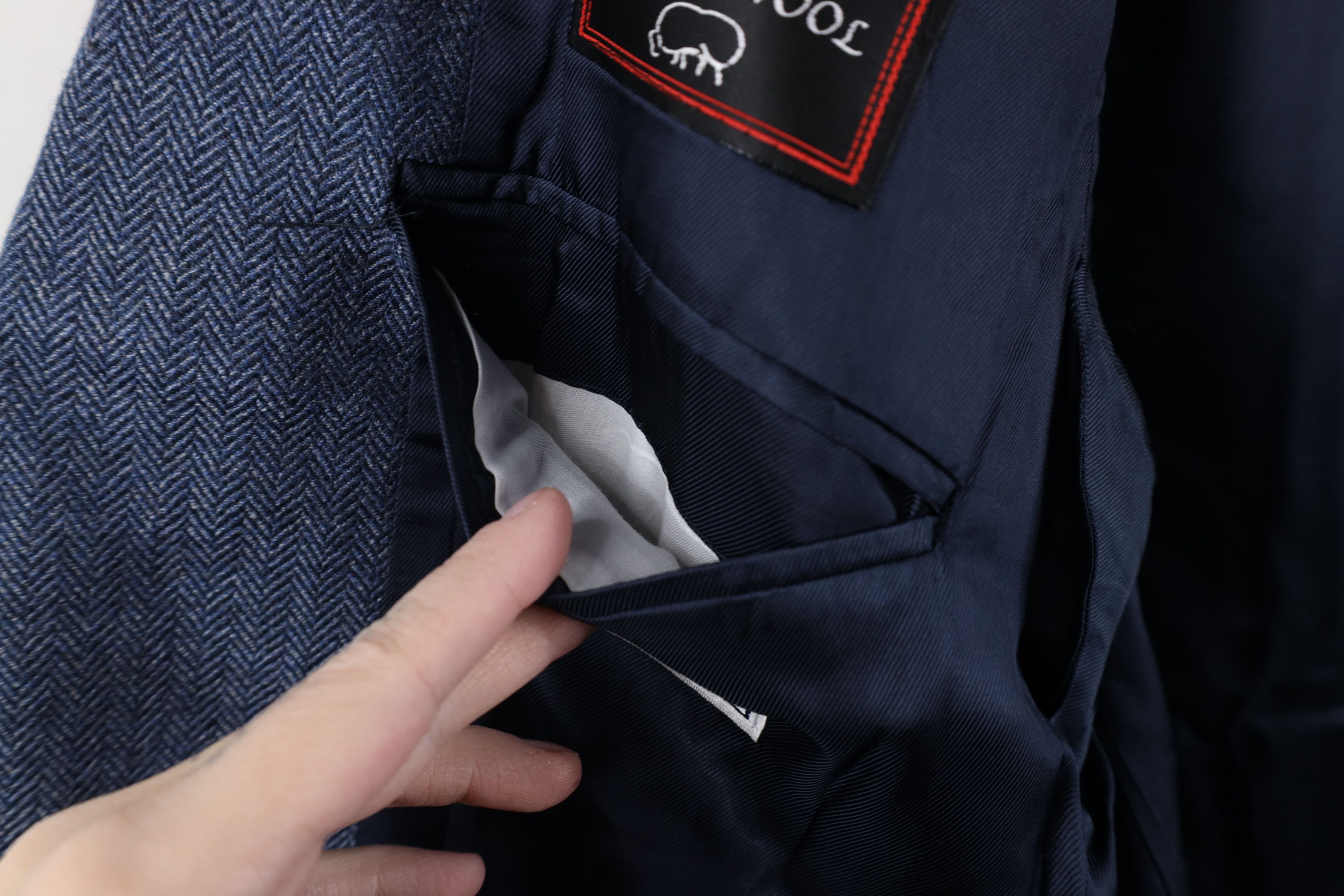Vintage Vintage 90s Y2K Herringbone Suit Coat Blazer Jacket Blue Size US XXL / EU 58 / 5 - 11 Thumbnail