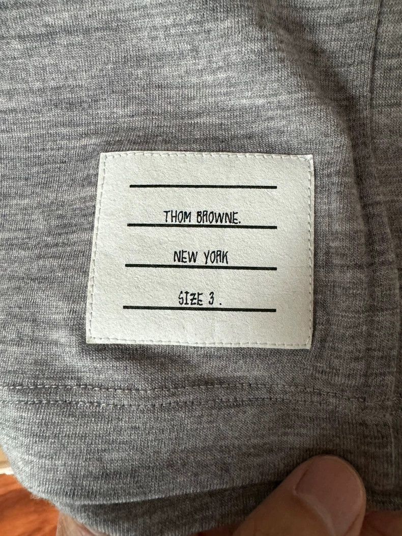 Thom Browne Thom browne Gray wool four-striped round-neck short-sleeved Size US L / EU 52-54 / 3 - 5 Thumbnail