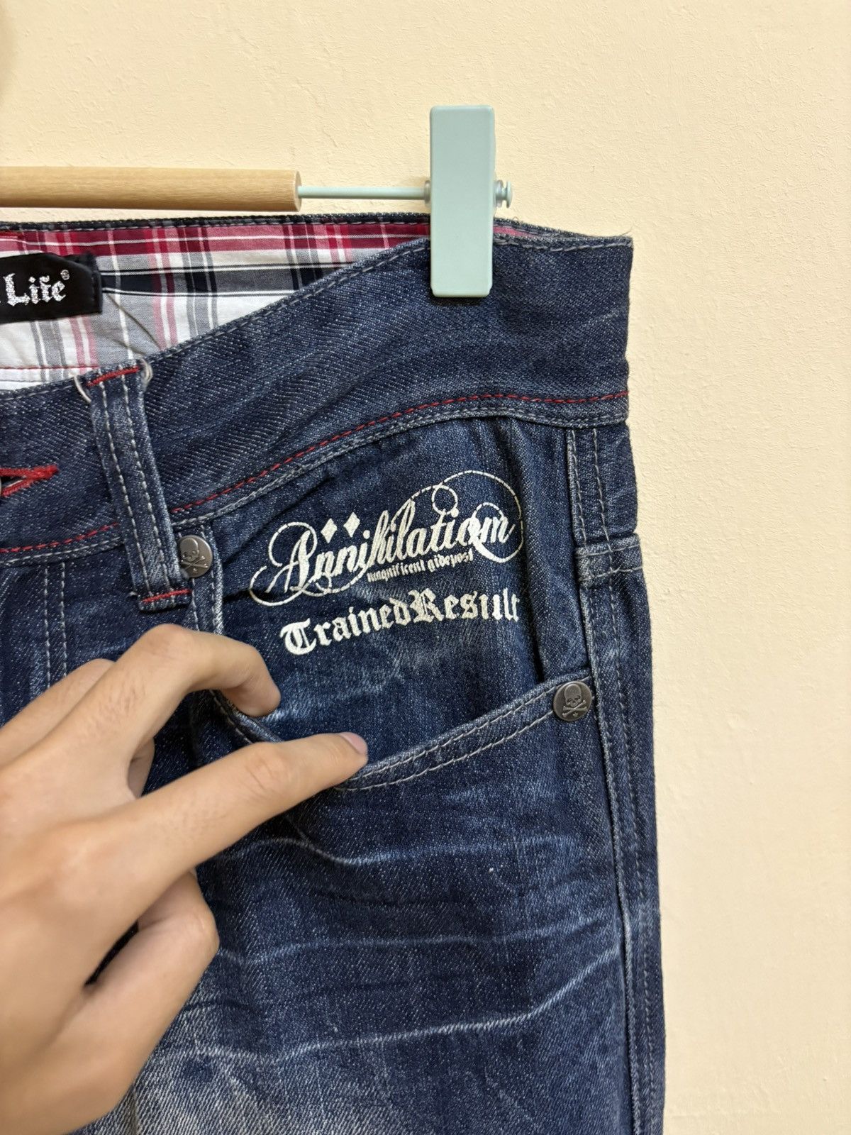 If Six Was Nine × Japanese Brand Vintage Y2k Wild Life Poem Wording Flared Jeans Size US 32 / EU 48 - 14 Thumbnail