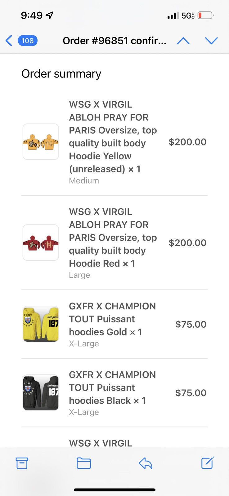 Other GXFR PRAY FOR PARIS Westside Gunn Virgil Abloh red hoodie Size US L / EU 52-54 / 3 - 3 Thumbnail