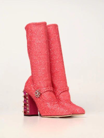 Dolce & Gabbana o1y0925 Square Heel Boots in Coral Size US 7.5 / IT 37.5 - 4 Thumbnail