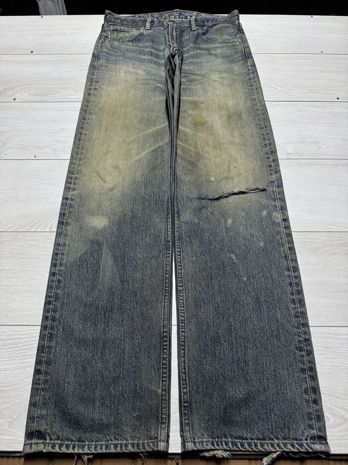 Levi's Vintage Levis 503 Mud Wash Distressed Baggy Jeans Size US 33 - 1 Thumbnail