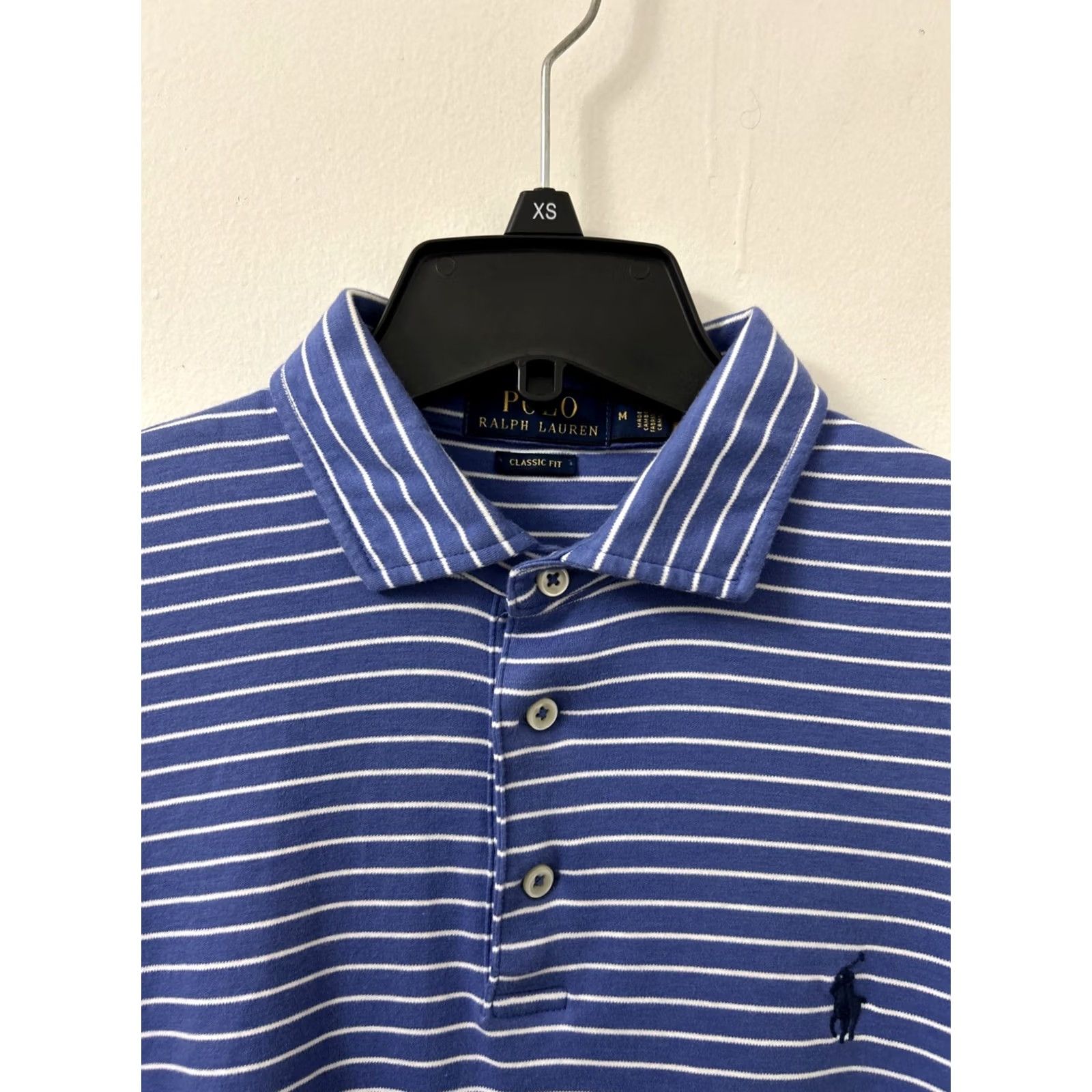 Ralph Lauren VINTAGE Polo Ralph Lauren Shirt Mens M Striped Blue White Short Sleeve Polo Classic Fit Size US M / EU 48-50 / 2 - 5 Thumbnail