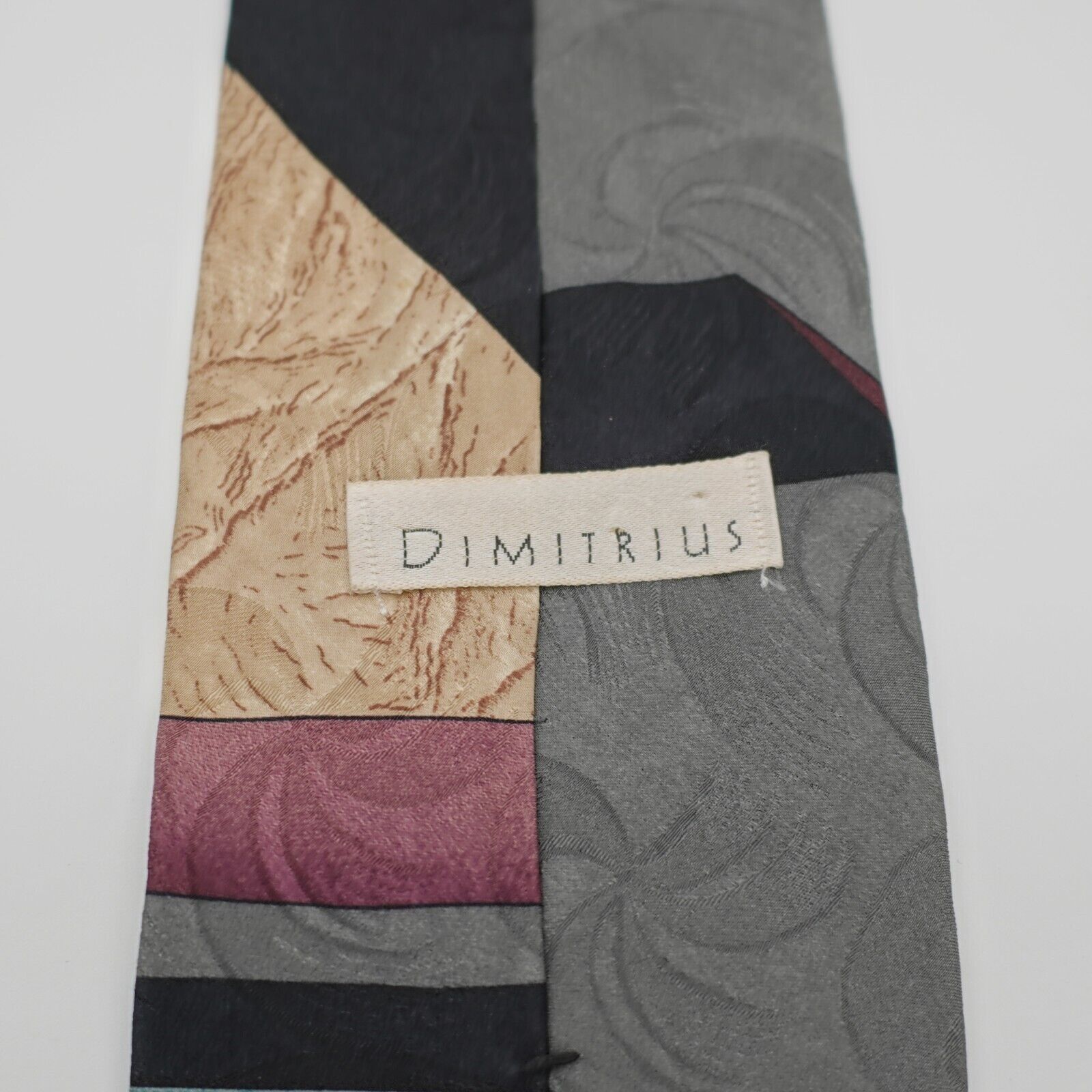 Designer Dimitrius Abstract Gray Jacquard Print Silk Tie Multi-Colore Size ONE SIZE - 4 Thumbnail