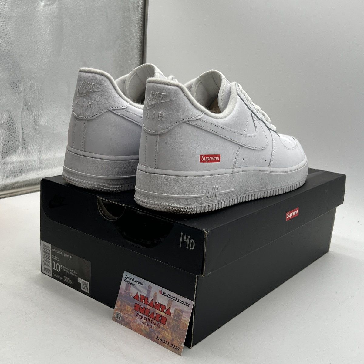 Nike Supreme x air force 1 box logo white Size US 10.5 / EU 43-44 - 5 Thumbnail